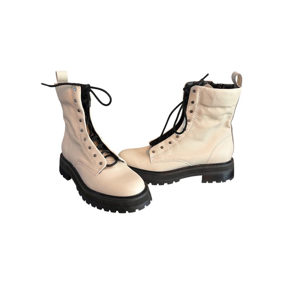 Dolce Vita off white Leather Ranier Combat boots size 7.5 New w/o tags MSRP $200 - Picture 1 of 6